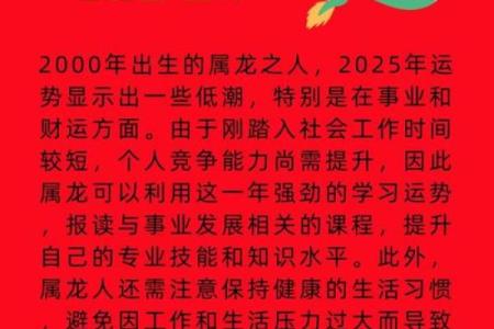 00年属龙人2025年运势 00年属龙人2025年运势全解全年运程与关键月份揭秘