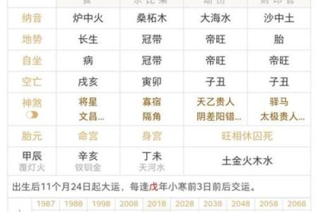 阴历生辰八字五行查询